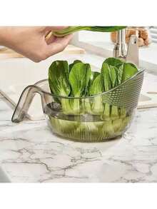 Multifunctional Kitchen Rice Washing Sieve,Simple Design Rice Washing & Draining Basket - Multicolor - View 4