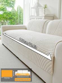 1pc Modern Solid Color Sofa Cover, Fashionable Plush Sofa Slipcover, Non-Slip, Scratch-Resistant, Dirt-Resistant, Pet-Friendly Sofa Protector, Fits 1, 2, 3, 4 Seater Sofas And L-Shaped Sofas, Suitable For All Seasons, Machine/Hand Washable, Decorative For Holidays - Beige - View 14
