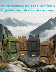 Large Reinforced Canvas Backpack For Men And Women, Fashionable, Stylish, High Quality, Durable, Unisex - 綠色的 - 查看 3
