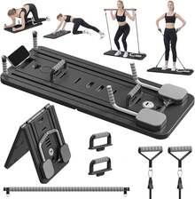 Multifunctional Folding Pilates Board 8-In-1 Set With Resistance Bands, Home Fitness Equipment, Foldable & Space-Saving Design For Home & Gym Use - 深灰色 - 查看 7
