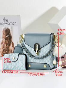 迷你手机包套装 - 时尚印花单肩斜挎包 - 粉色 - 查看 3