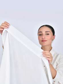 1条女士雪纺围巾，两端系带，经典纯色披肩，透气亲肤雪纺面料，柔软舒适，适合日常穿着、搭配长袍以及节日场合。 - 白色 - 查看 4