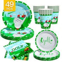 Golf Themed Disposable Plate, Napkin, Cup Set, Plates, Napkins And Cups Party Supplies, Serves 8 Guests, Disposable Paper Plates Party Tableware Suitable For Birthday, Wedding, Theme Party, Family Picnic - Multicolor - View 1