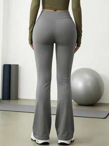 Quần ống loe nữ, quần legging yoga nữ mềm mại, kiểu dáng thanh lịch, thích hợp mặc hàng ngày khi đi bộ đường dài, du lịch, leo núi, chạy bộ và đạp xe. - Xám - Xem 5