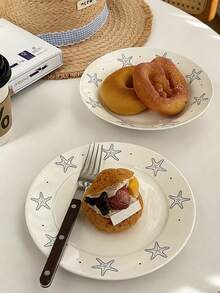 White Round Ceramic Dinner Plate | Starfish Ceramic Plate, Suitable For Serving Fruit, Pasta, And Seafood, Microwave-, Easy-To-Clean Shallow Plate, Ideal For Serving Pasta, Salads, And Steaks – Perfect For Home And Restaurant Use. - Multicolor - View 7