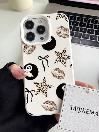 1pc Fashionable & Unique Billiard Ball, Bow Tie, Leopard Print, Star Design Aesthetic Pattern Soft Liquid Silicone Straight Edge Phone Case Compatible With IPhone 16/16Pro/16Plus/15/15ProMax/15Pro/11/12/13/14ProMax/11Pro/11ProMax/12Pro/12ProMax/13Pro/13ProMax/14Pro/14ProMax