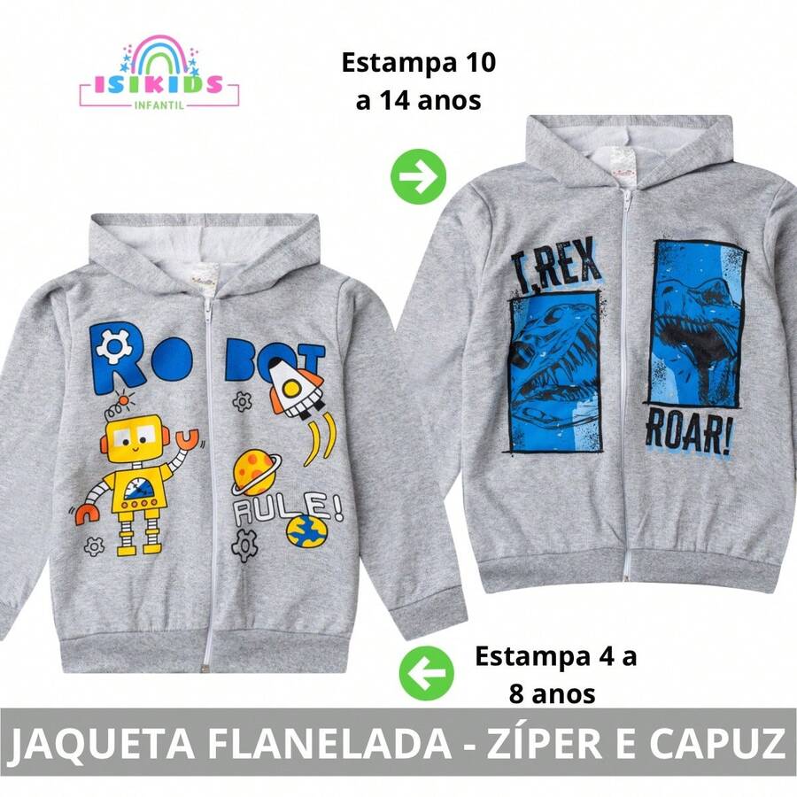 Separate Fleece Jacket For Boys, Winter, Sizes 2, 3, 4, 6, 8, 10, 12, 14 Years, Zipper And Hooded Jacket - Silver - View 1