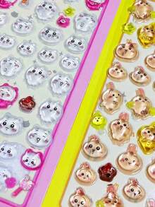 Pegatinas de conejo de dibujos animados lindos de estilo aleatorio, aplicables para botellas de agua, computadoras, escritorios, oficinas y otros usos decorativos - Multicolor - Ver 5