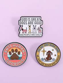 一套神与狗珐琅徽章，可爱卡通狗爪印胸针翻领徽章，动物小狗饰品，送给朋友的礼物 - 彩色 - 查看 4