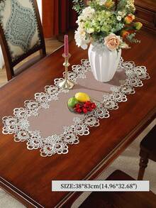 Mesh Fabric Exquisite Two-Tone Water Soluble Hollowed Lace Fringe Tassel Table Mats, Placemats For Kitchen, Dining Table, Writing Desk, Coffee Table, Dressing Table, Living Room, Bedroom, Garden, Indoor And Outdoor Furniture, Picnic, Villa, Festivals, Parties, Cupboard, Home Gatherings, Wedding Decorations Series Size 1PC - Multicolor - View 13