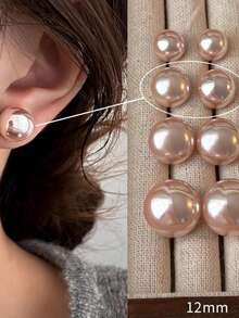 一对时尚优雅的粉色仿珍珠耳环，适合女性日常佩戴，也适合在晚宴/派对等场合佩戴，可作为生日礼物送给朋友，或作为情人节礼物。 - 粉色 - 查看 3