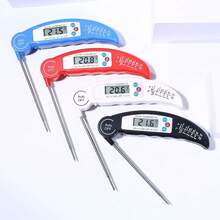 Digital Foldable Probe Food Thermometer With Stainless Steel Probe, Suitable For Kitchen, Grilling, Baking And Milk Temperature Measurement (Battery Not Included) - Multicolor - View 12
