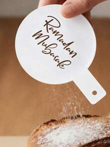 1pc Coffee Themed Spray Stencil, Acrylic Cookie/Cake DIY Mold, Eid Mubarak Party Decor Tool, Customized Kitchen Gift, Home Decor, Cooking Tool, Baking Gift, Elegant Gift, Housewarming Gift, Pizza Lover Gift, Baking Enthusiast Souvenir - Custom Text - View 3