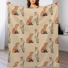 Fox And Robin Throw Blanket Thin Loose Warm For Winter Thermals For Travel Blankets - Black - View 1