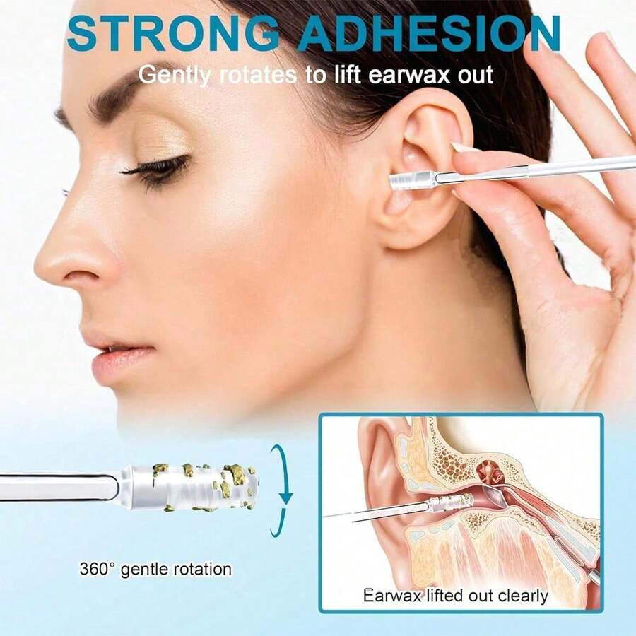 Earwax Cleaning Swabs, 24 Sachets, Reusable Sticky Soft-Tipped Earwax Removal Tool, Ear Cleaning Tool, Ear Scraper. - 白色 - 查看 1