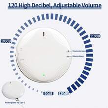 1 pieza Alarma recargable con nivel de volumen ajustable de 90-120dB, sensor antirrobo de rotura de vidrio, instalación sencilla para del hogar - 1 paquete - Ver 6