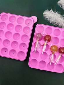 1个20孔硅胶棒棒糖模具，硅胶棒棒糖蛋糕模具，适用于烘焙巧克力冰块，也适用于制作蛋糕球、巧克力、糖果，不粘，可用于烤箱/洗碗机/冰箱，烘焙配件，厨房必备品 - 彩色 - 查看 3