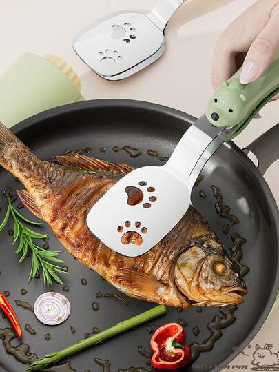 Dụng cụ 2 trong 1 bằng thép không gỉ: Muỗng và kẹp, dụng cụ làm bánh kếp, dụng cụ lật hai lớp dùng để nướng bít tết và cá.