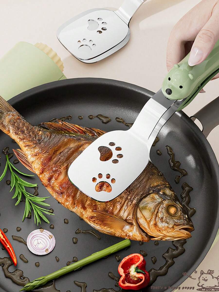 2-In-1 Stainless Steel Spatula And Tongs, Pancake Maker Tool, Double-Layer Steak And Fish Grilling Flipper - Multicolor - View 1