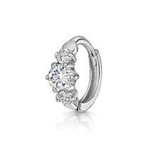 1 đôi bông tai vòng nhỏ bằng bạc Sterling 925 đính đá Cubic Zirconia, mạ vàng trắng 18K, dành cho cả nam và nữ, trang sức bông tai vòng nhỏ. - phong cách 4 - Xem 4