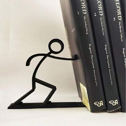 1pc Creative Simple Matchstick Man Bookend, Minimalist Desk Organizer, Decorative Desktop Accessory, Suitable For Stacking Books, Tidy Desk