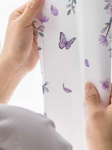 1件紫色紫藤图案窗帘，适用于客厅和卧室，美式乡村风格窗帘 - 彩色 - 查看 6