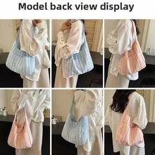 New Stylish Fresh Sweet Artistic Underarm Versatile Tote Bag For Women, Lightweight Commuter Large Capacity Shoulder Bag , Makeup Room Decor ,Makeup Bag - Multicolor - View 8