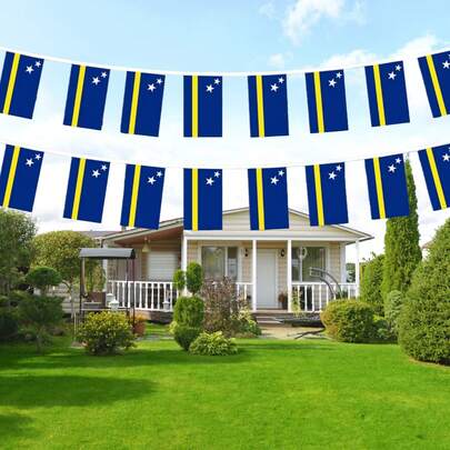 1 Packung/20 Stück 14*21cm Curacao Fahnenketten, 10 Stück 14*21cm Curacao Handwedel-Fahnen, strapazierfähiger Polyester, geeignet für Veranstaltungen, Partys, Geschäfte, Sport, Festivals, Heim-Dekoration, Garten-Dekoration, Outdoor-Dekoration, Memorial Day