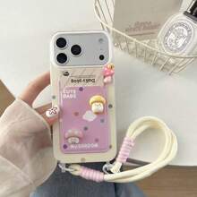 波点蘑菇图案软壳手机壳，带挂绳和卡槽，兼容 11/12/13 Pro，以及可爱配件 - 彩色 - 查看 1