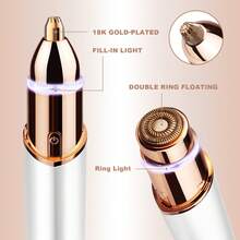 Máy cạo râu và tỉa lông mày 2 trong 1 Conduroma dành cho nữ – Máy cạo râu điện mạ vàng 18K với đèn vòng, thiết kế vòng kép nổi. - Mô hình nâng cấp - Xem 11