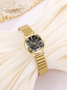 Women's Watch Stylish, Elegant, And Versatile Removable Strap, Round Dial Quartz Movement Perfect For Everyday Wear - Gold - View 1
