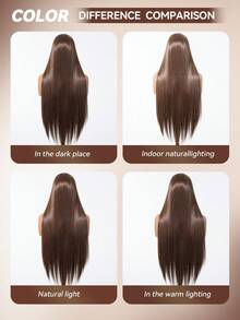 Elegant Brown Lace Front Wig For Women - Natural Look, Heat Resistant Synthetic Fiber, Long Straight Hair, 13x4 Lace Area, Suitable For Daily Wear And Parties, Valentine's Day Use, Synthetic Lace Front Wig - Brown - View 8