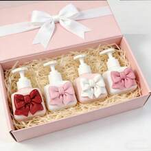 Pink Bow Packaged Bottles - Elegant Bow-Shaped Bottles For Hand Soap, Shower Gel, Shampoo, Lotion, Makeup Remover, Cosmetics, Empty Bottles - Multicolor - View 9