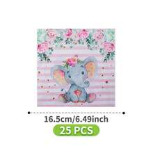 Pink Elephant & Flower Disposable Plate, Napkin, Cup Set, Plates, Napkins And Cups Party Supplies, Serves 8 Guests, Disposable Paper Plates Party Tableware Suitable For Birthday, Wedding, Theme Party, Family Picnic - Multicolor - View 6