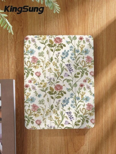 Kingsung 复古花卉图案平板电脑保护套，适用于 9.7/10.2/10.5/10.9/12.9 英寸/Pro 11 英寸平板电脑，兼容第十代 Galaxy Tab S6 Lite 10.4 英寸平板电脑、2024 年款第十二代 Kindle Paperwhite、2022 年款第十一代 Kindle、Kobo Clara Color 阅读器，柔软防震，支持智能支架/自动唤醒/睡眠功能。
