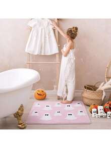 Tapis de bain d'Halloween Fantômes effrayants Décoration gothique de la maison Tapis noirs antidérapants, Cadeaux gothiques effrayants, Tapis de douche mignon pour la salle de bain, la chambre à coucher, la décoration de la maison - Rose bonbon - Voir 4