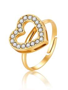 5件套心形合金钻石首饰套装，包括项链、手链、戒指和耳环，适合女孩佩戴，设计简约优雅，适合日常佩戴或作为礼物赠送，也适合感恩节、开学季和毕业季等场合。 - 彩色 - 查看 6