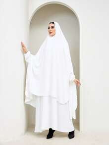 1 chiếc khăn trùm đầu Hijab Khimar mềm mại, thoáng khí và thân thiện với da, khăn dài tiện lợi và kín đáo để sử dụng hàng ngày, phù hợp với trang phục truyền thống của phụ nữ Hồi giáo. - Nhiều màu - Xem 1