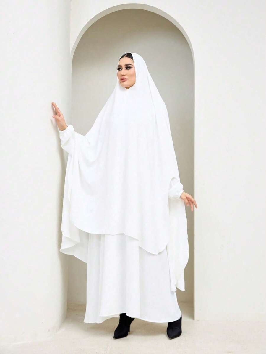 1 chiếc khăn trùm đầu Hijab Khimar mềm mại, thoáng khí và thân thiện với da, khăn dài tiện lợi và kín đáo để sử dụng hàng ngày, phù hợp với trang phục truyền thống của phụ nữ Hồi giáo. - Nhiều màu - Xem 1