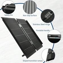 Rampa portátil para Silla de Ruedas de con asa, rampa Plegable de Aluminio Antideslizante para Silla de Ruedas para escalones en casa, Puertas, umbrales, bordillos, escaleras, Capacidad de 800 - 6 pasteles - Ver 6