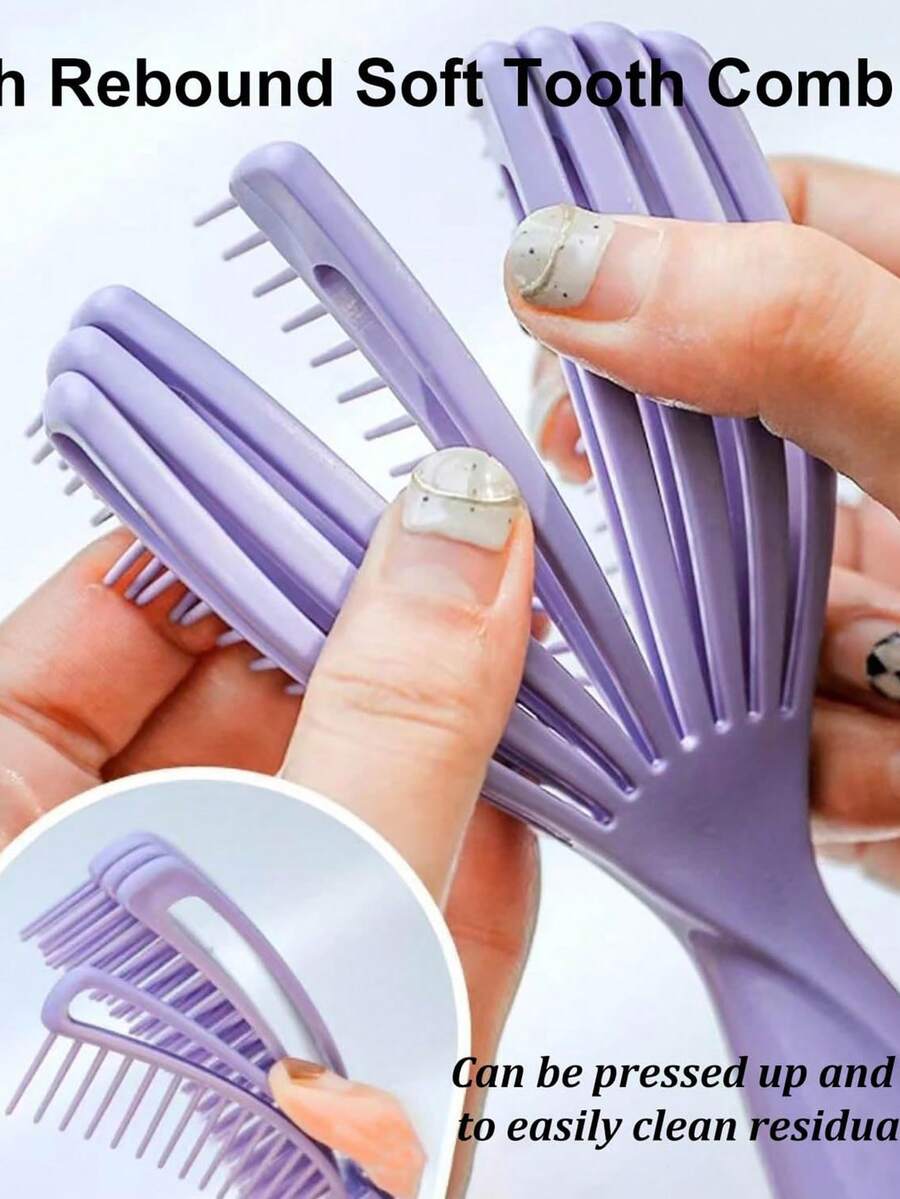 Hollow Shell Comb, Fluffy & Smooth, Anti-Static & Hair-Friendly, Scalp Massage, Boar Bristle Brush, Suitable For Wet & Dry Hair - Multicolor - View 1