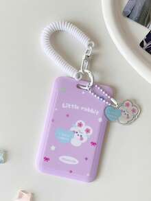 1 PC Cartoon Puppy Elastic Rope Sliding Cover Card Set For Girls Chasing Stars, Three Inch Small Card Set, Keychain Pendant Card Bag - Multicolor - View 13