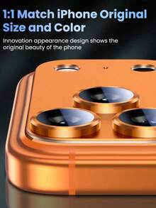 BOLLYMORE 2pcs Camera Lens Protector Case, Orange (Original Color), High Definition Quality, Anti-Drop Anti-Scratch, Suitable For Apple 17 Pro/17 Pro Max - 2pcs Camera - View 3