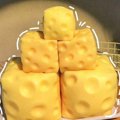 Jumbo Realistic Cheese Squeeze Toy, Slow Rebound Decompression Squishy Tofu Ball, Creative Stress Relief Squeeze Ball, Soft & Sticky Texture, Great Gift For Birthday, Holiday