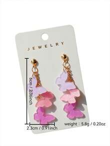 1对可爱闪亮渐变亚克力蝴蝶耳环，带链条，个性化设计，时尚礼物耳环 - 鏈條蝴蝶 - 查看 7