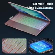 [Only Keyboard Case]Mollenmell Touch Case With Keyboard For IPad Pro 13-Inch(M5/M4, 2025/2024), IPad Air 13-Inch(M3/M2, 2025/2024) & IPad Pro 12.9-Inch, Trackpad, 360° Rotatable, 7-Colors Backlit, US English QWERTY Layout - Pink - View 7