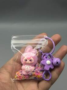 1pc Limited Edition KEYCEO Figurine Series PVC Collectible, Includes Sakura-Shaped Keychain, Transparent Protective Pouch, Glitter Heart & Sakura Decor, Portable Design, Ideal As New Year, Valentine's Day, Wedding, Music Festival, Thanksgiving, Holiday Gift Set - Multicolor - View 13