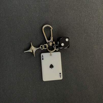 1PC Unisex New Creative Cartoon Dice Keychain Acrylic Playing Card Pendant Fashion Personalized Bag Charm Backpack Decor Keychain For Bag Car Accessories For Women