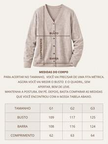 Casaco botões plus size de lanzinha inverno quentinho - Bege - Visão 8