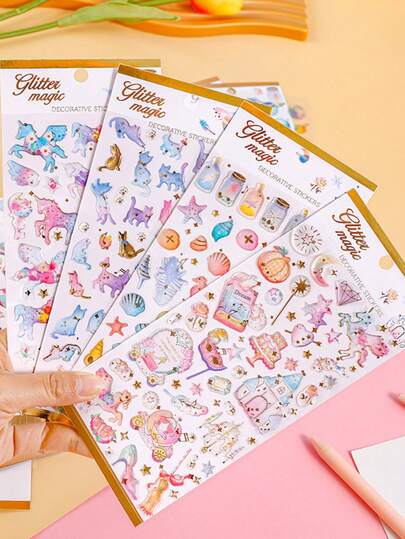 Naklejki z żywicy epoksydowej w stylu japońskim, przezroczyste naklejki dekoracyjne na telefon z uroczymi dziewczynami, naklejki na prezenty świąteczne, naklejki do planerów, artykuły szkolne, naklejki do planerów na powrót do szkoły